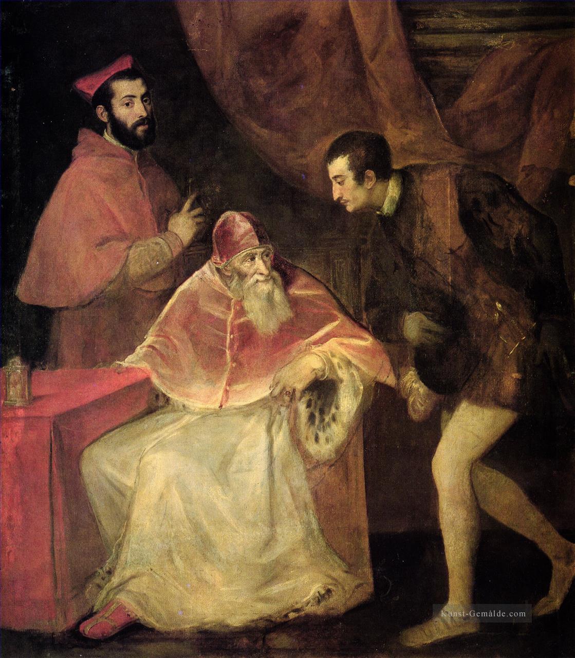 Papst Paul III und Neffen 1543 Tizian Ölgemälde